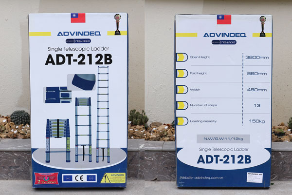 Thang nhôm rút gọn đơn Advindeq ADT212B
